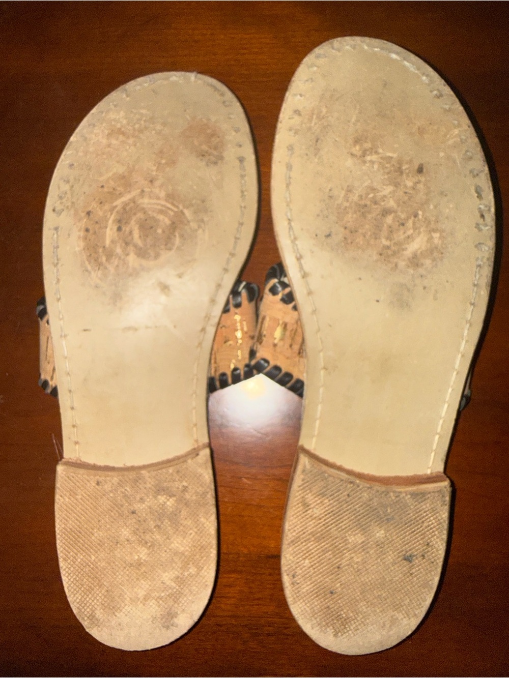 Jack Rogers Tan Cork Sandals with Black Whipstitch - Picture 2 of 3